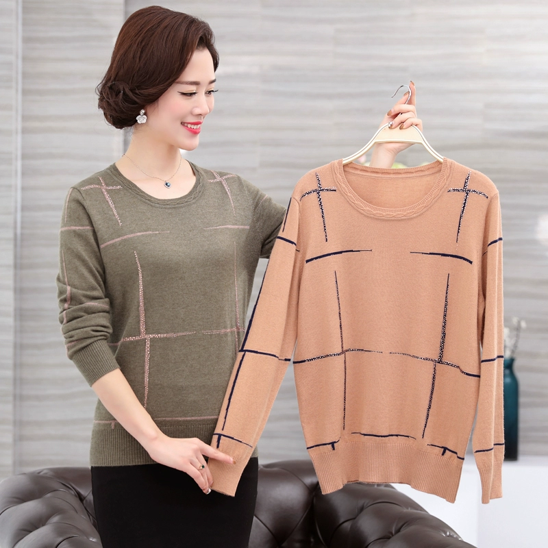 Mùa thu mới trung niên áo khoác mỏng trung niên phụ nữ lỏng lẻo áo len cashmere của mẹ - Phụ nữ cao cấp