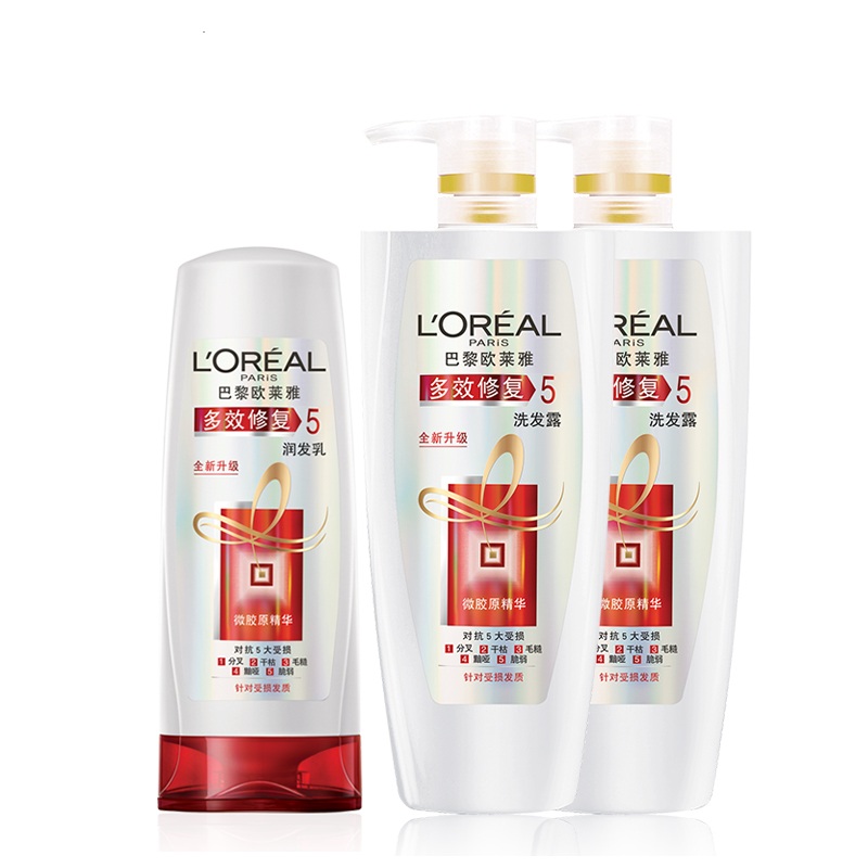 欧莱雅洗发水 多效修复洗发露700ml+多效修复润发乳400ml
