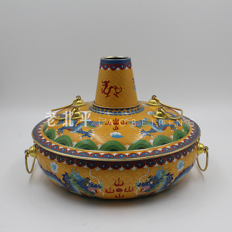 Cloisonne induction cooker copper hot pot pure copper mandarin duck hot pot edge cooker induction cooker hot pot hot gas mutton copper hot pot