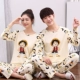 Bộ đồ ngủ đôi Crayon Shinchan nam và nữ mùa xuân và mùa thu dài tay phiên bản Hàn Quốc của cotton lỏng kích thước lớn phù hợp với dịch vụ nhà sinh viên pijama nữ Cặp đôi