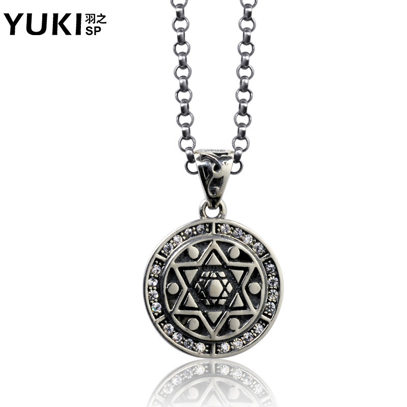 YUKI925银项链 男士个性泰银魔法六芒星锁骨短链 潮人女生银饰品