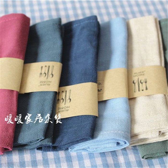 Minimyovegetarian color cotton linen napkin Buffet Rub Cup Cloth Pure color Western Napkin Shot with Prop Baking Home Supplies