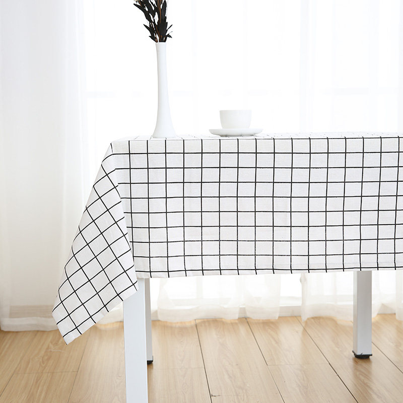 Simple modern cotton and linen tablecloth literary square lattice Nordic style table cloth art pastoral small fresh coffee table cover towel