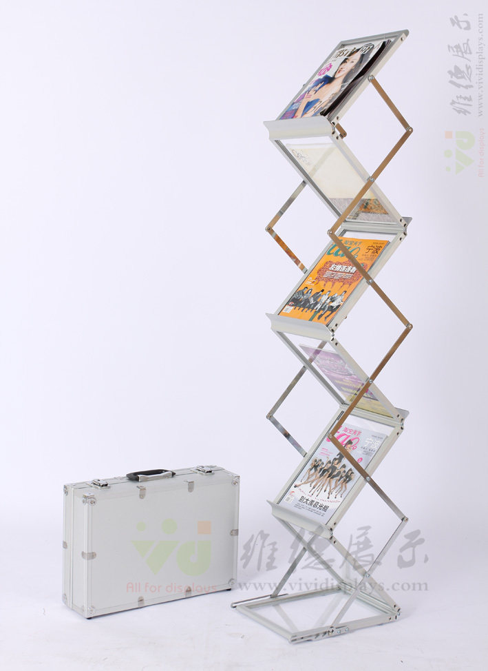 (Advanced) aluminum alloy folding information shelf-catalogue-magazine shelf-single-page exhibition shelf-portable exhibition publicity frame