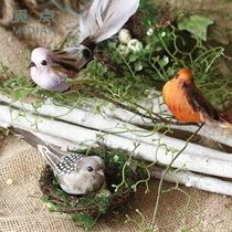 Seeking point simulation bird sparrow decorative bird ornament feather bird garden courtyard forest department pastoral American crafts