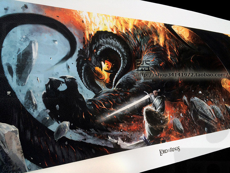 Middle-earth original painting setting illustration around the Lord of the Rings (Gandalf vs. Balrog) decorative painting