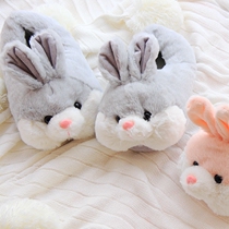 Winter rabbit wool shoes fur shoes loafers home slippers home warm cotton shoes bag for men and women