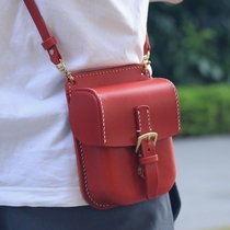 Monkey handmade×portable shoulder bag small shaping bag primary color vegetable tanned leather cowhide can be customized lettering