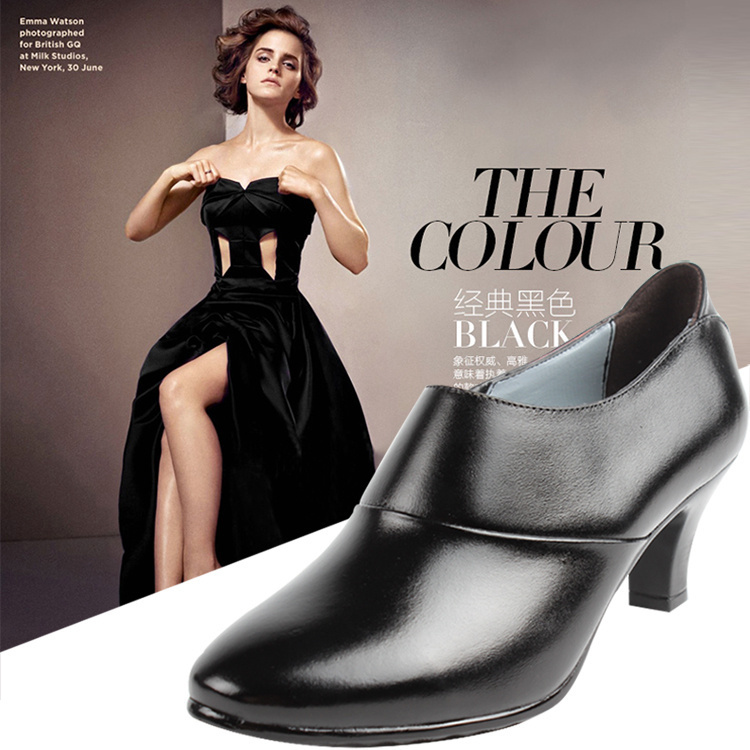 Authentic Women's Spring and Autumn Leather Shoes, Summer Leather Shoes, Genuine Leather Women's Single Shoes, Formal Leather Shoes, Mid-High Heel Dress Leather Shoes