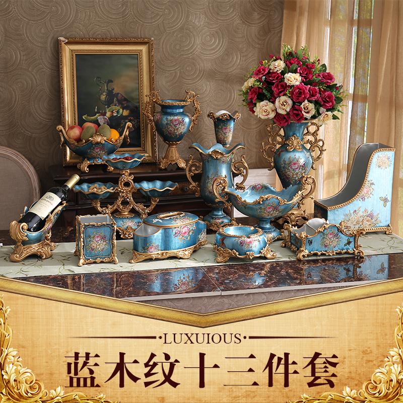 European home luxury set vase fruit plate set wedding decoration resin tissue box ashtray ornaments