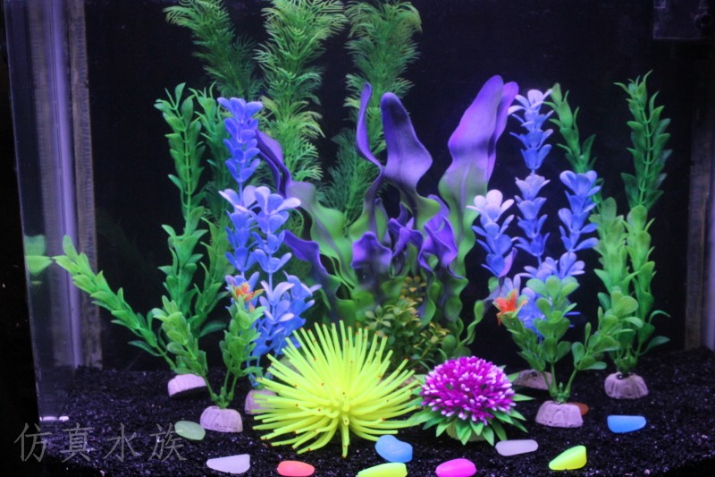 New small fish tank mini fake aquatic plants simulation multi-color plastic flower aquarium landscaping package decorations