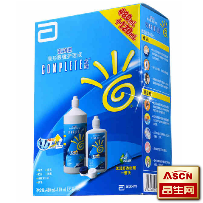全能隐形眼镜护理液 眼力健齐能滋润型多功能480ml+120ml TF