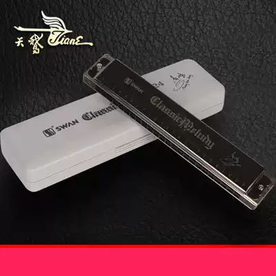Swan 24-hole black polyphonic harmonica C tone color pure black playing instrument