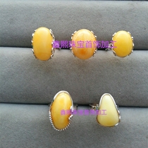 Processing custom-made 925 silver pure hand-wrapped amber beeswax ring pendant empty holder Europe Nepal model