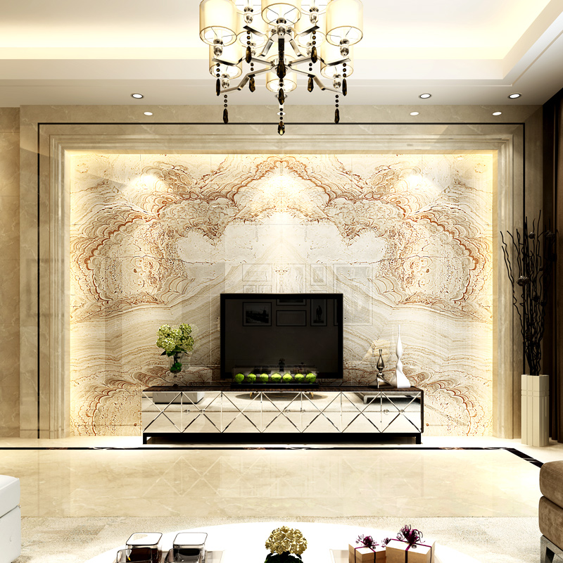 Tile background wall European living room TV background wall brick 3d simple microcrystalline stone imitation marble Sevia