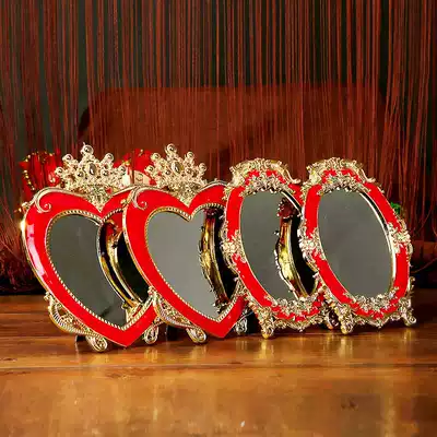 Wedding supplies bride makeup mirror peach heart red mirror festive wedding mirror red mirror top mirror