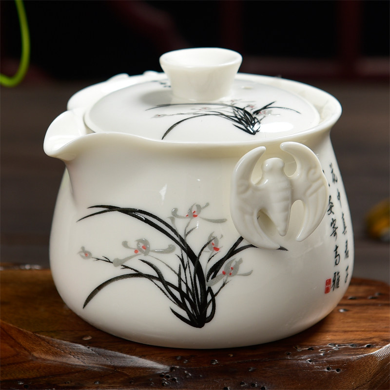 Ceramic bowl large hand grab pot tea bowl Deche white porcelain Pu-yu tea bowl kung fu tea cup