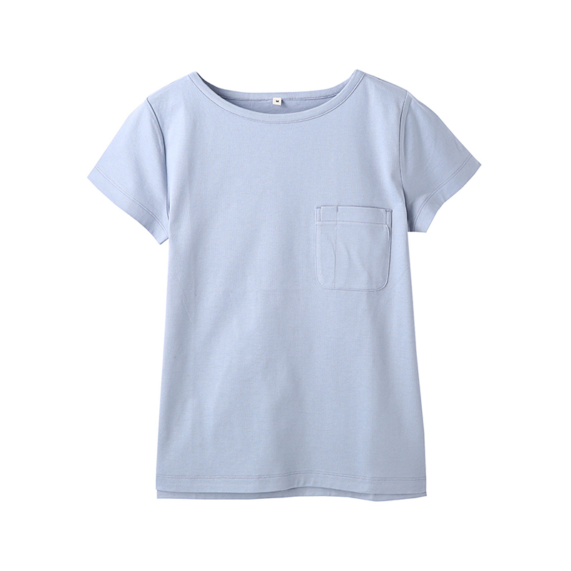 无印良品MUJI 女式 细棉纱天竺一字领T恤