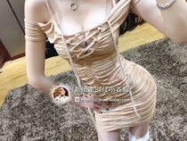 Spring style Temperament Famous nude color folds in low breasted sexy explicit breasts with a dress and dress.