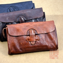 Handmade vegetable tanned imported first layer cowhide long wallet Vintage old soft leather wallet Genuine leather unisex clutch bag