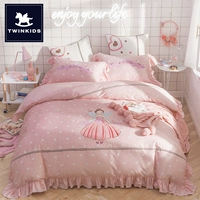 Cô gái bông hồng dài chủ yếu cotton trẻ em bốn mảnh bông kỳ diệu Cô gái bông công chúa gió 1,8m giường - Bộ đồ giường bốn mảnh chăn ga gối everon 2020