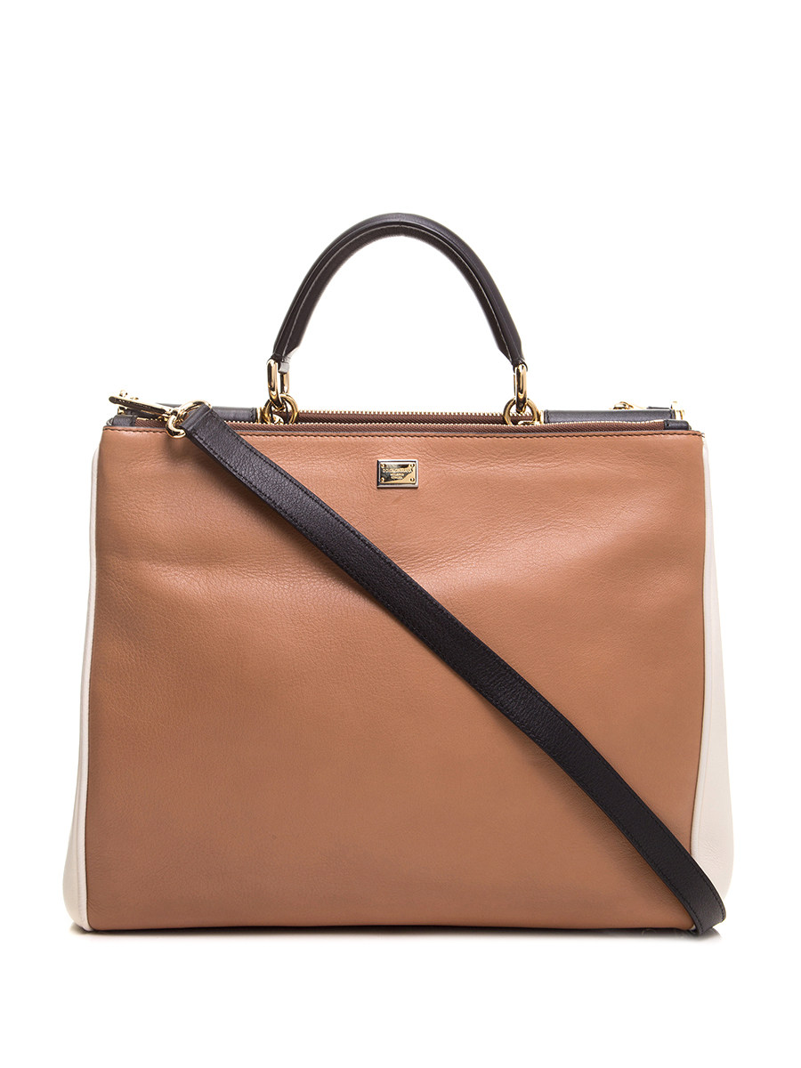 Dolce&Gabbana 米粽拼色金属铭牌装饰手提包