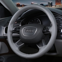 Audi A6L A4L A3 Q3 Q5 special leather hand-stitched car steering wheel cover ultra-thin head layer cowhide handle cover