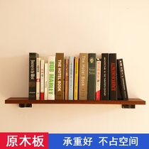 Bookshelf wall shelf bedroom solid wood shelf living room TV wall decoration laminate partition wall hanging custom