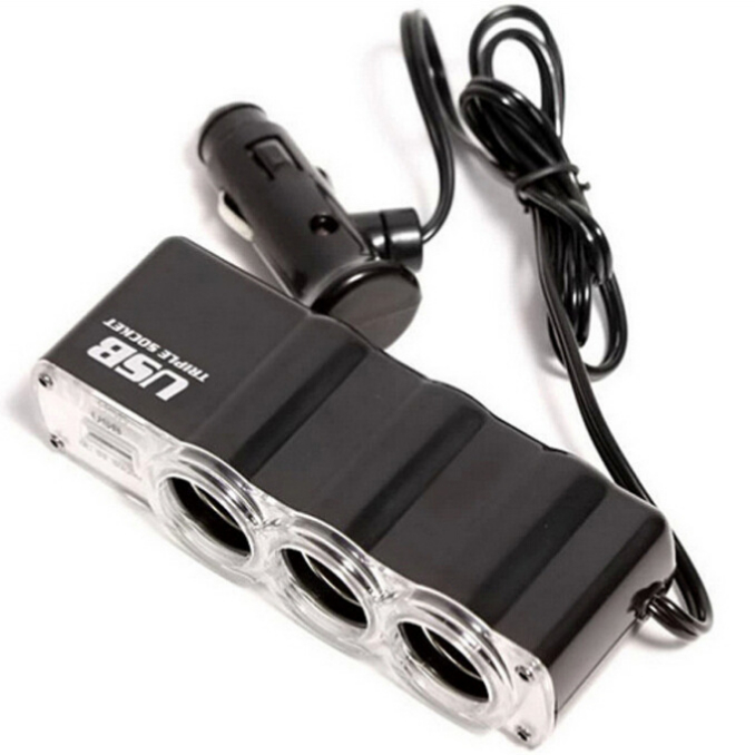 One - three - car load cigarette lighter one - tow 3 car cigarette lighter power supply with USB interface