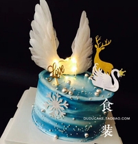 Cake decoration dream Archangel wings feathers handmade cake plug creative dessert table decoration