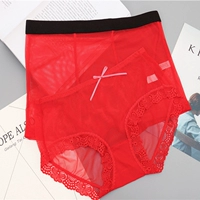 Xia Bennian đỏ đầy đủ trong suốt lưới kích thước lớn không có dấu vết băng lụa vài đồ lót nam và nữ quần short thoáng khí quan lot ren