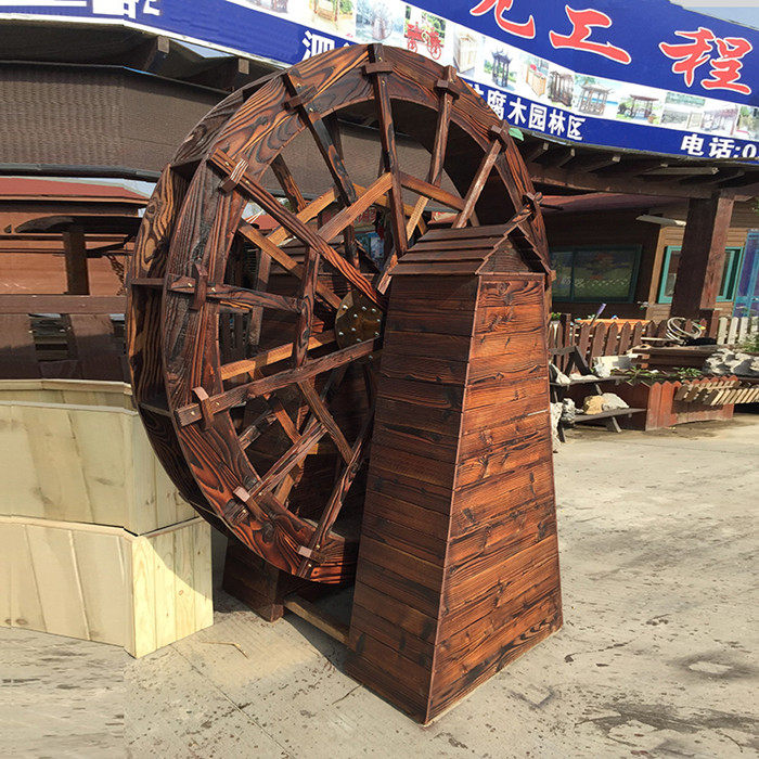 Carbide carbide woodwater truck windshwater wheel outdoor anti-corrosion wooden watertruck large landscape electric solid wooden water truck special prices