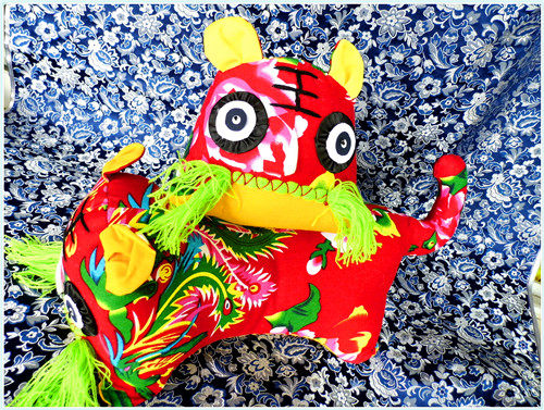 Longfeng Traditional Flower Fabric Dragon Boat Festival Single Head Tiger Pillow 100-Day Gift Handmade Broadtiger Pillow Finished Product