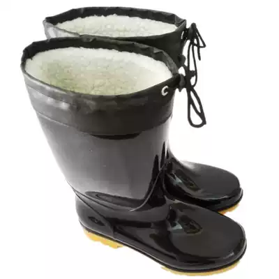 Rain boots autumn and winter plus velvet men's middle tube warm rain shoes plus cotton detachable water boots rain boots non-slip rubber shoes snow