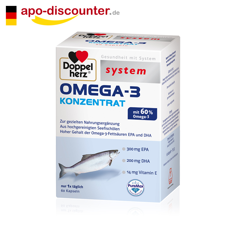 Doppelherz双心 900mgOMEGA-3浓缩深海鱼油胶囊60粒装 德国直邮
