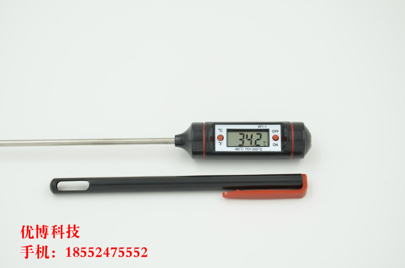 Insert thermometer WT-1B Food Barbecue Industry High Temperature Thermometry 300 degree with battery stainless steel probe