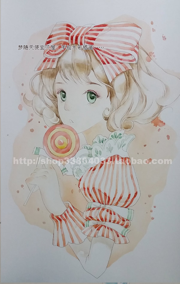 Buyer customised pure hand painted watercolor painting hand-painted watercolor illustrations cartoon character cute girl