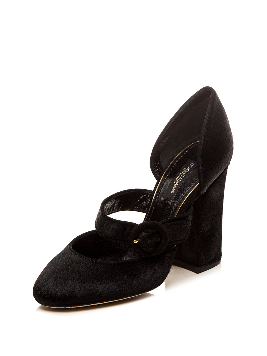 Dolce&Gabbana 黑色反毛针扣式高跟鞋