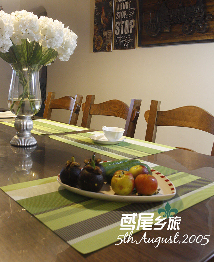 American Fields Garden Mediterranean Western Dining Steak Hotel Dining Mat Green Ensemble Large Color Bar sepp PVC waterproof and free of washing