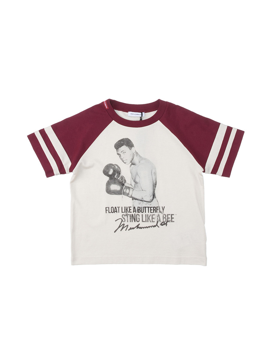 Dolce&Gabbana 米红拼色拳王阿里小童短袖T恤