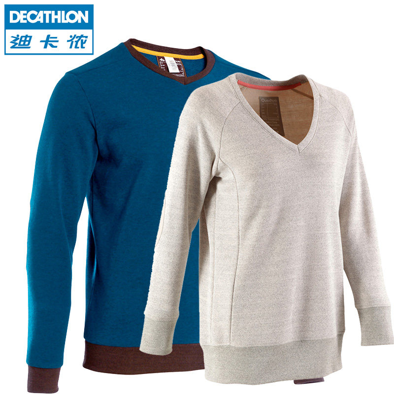 迪卡侬 运动套头衫  男女薄款长袖针织衫 秋季开衫 QUECHUA
