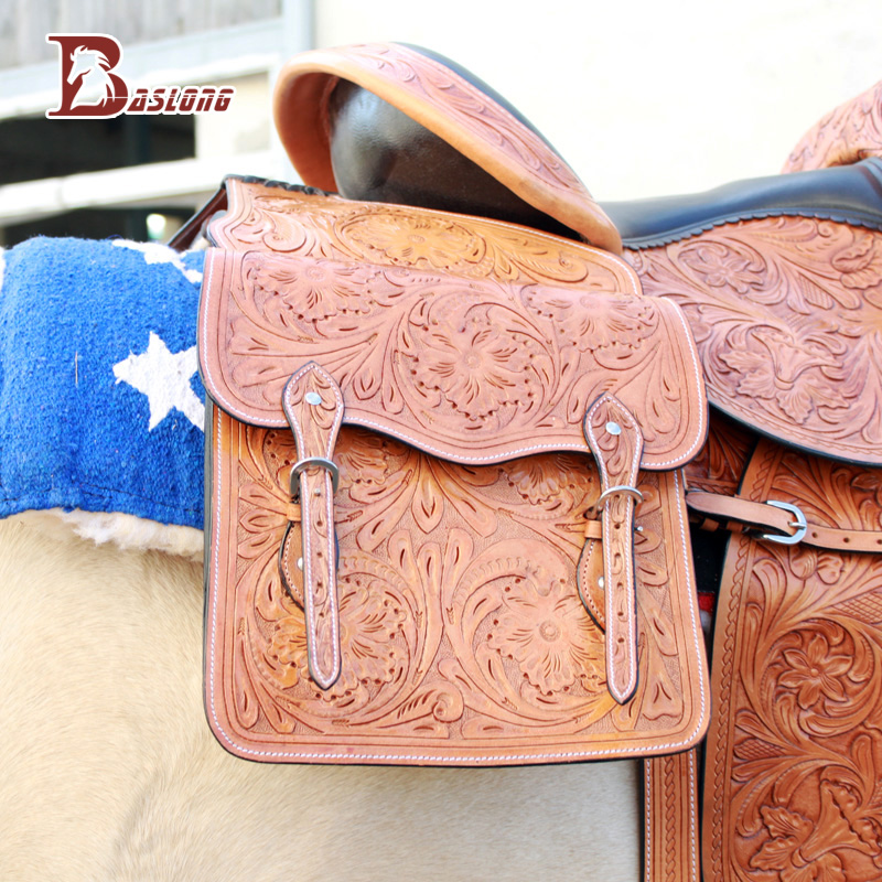 Equestrian Western Cowhide Riding Saddle Pack Wild Riding Pack Carved Saddle Series Knight Equipped Eight Foot Harness Accessories