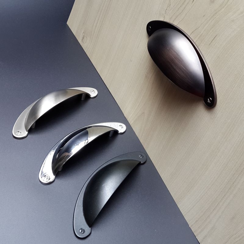 Semicircular furniture drawers handle American European-style Mediterranean minimalist small handle bright silver wire drawing ancient copper