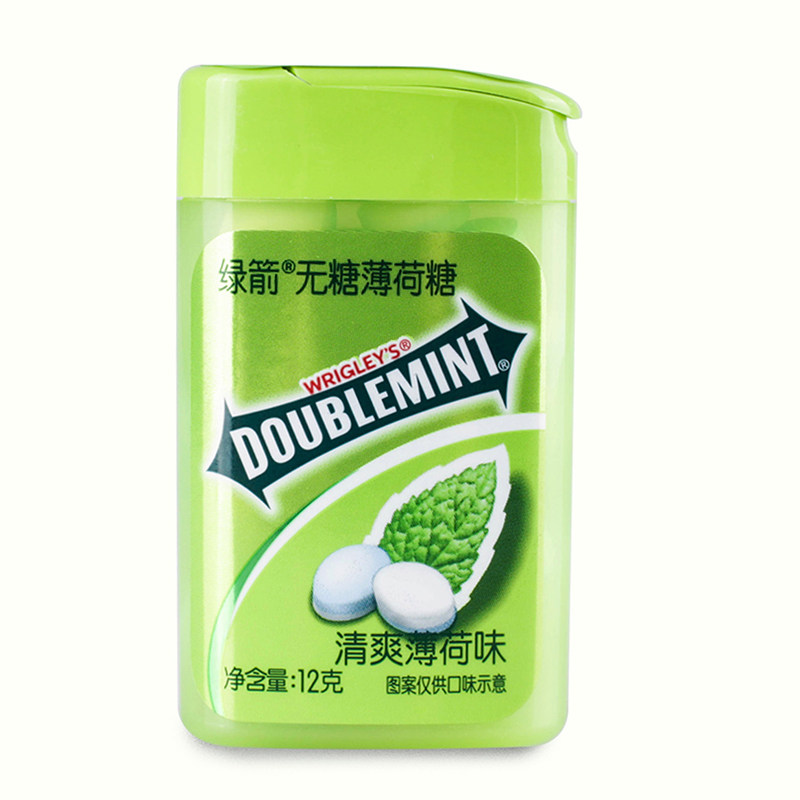 【天猫超市】箭牌绿箭无糖薄荷糖（清爽薄荷味）约20粒12g 瓶装