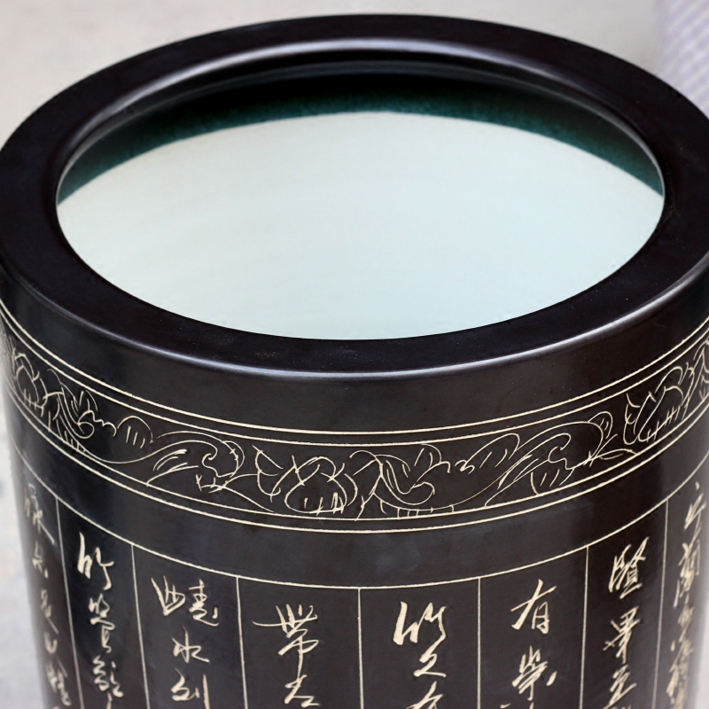 Jingdezhen ceramic quiver carved poems calligraphy and painting scroll painting and calligraphy cylinder receive product sitting room of Chinese style household furnishing articles