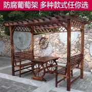 Khung nho chống ăn mòn nhà gỗ gazebo nhà máy trực tiếp gỗ hoa đứng ngoài trời đồ nội thất sân vườn bàn ghế vườn leo - Bàn ghế ngoài trời / sân