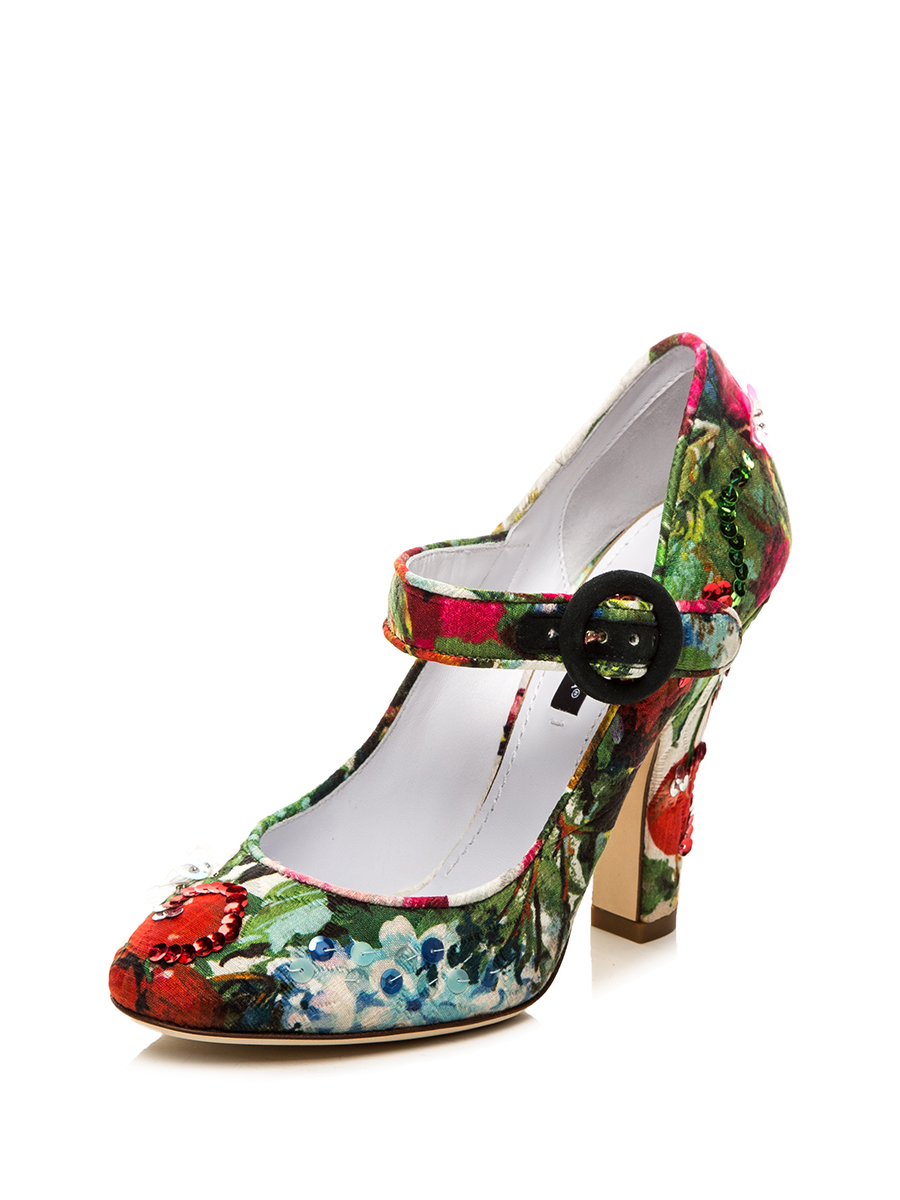 Dolce&Gabbana 彩色花朵印花玛丽珍鞋