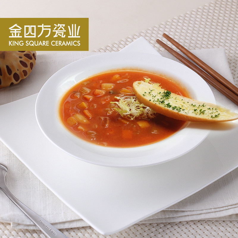 Tangshan gold square pure white ipads porcelain fashion flat along the LIDS, cold dish plate of western - style food dish fish dish pelvis ipads porcelain tableware