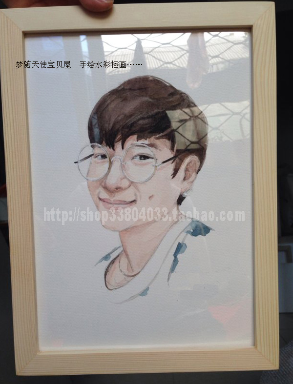 Original live-action comic design cute and fresh hand-painted A4 watercolor painting birthday wedding gift (boy)