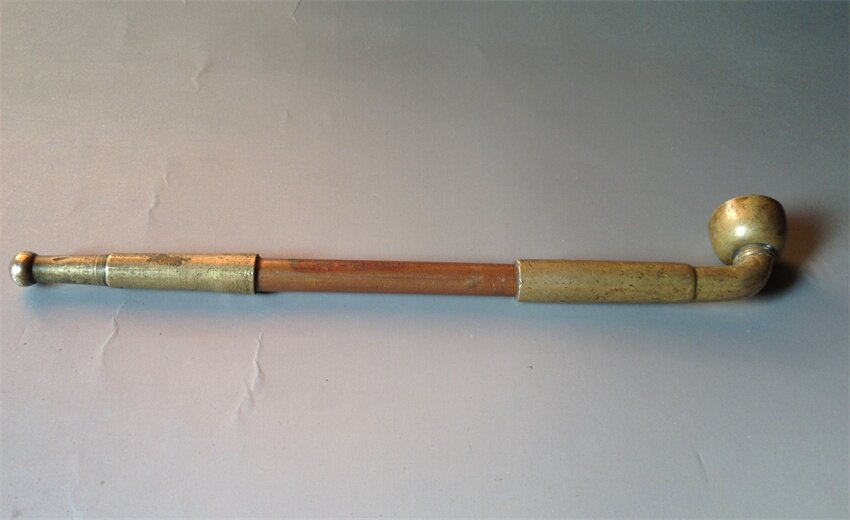Ming and Qing dynasties all copper thick smoke rod big door old objects old copper miscellaneous antique antiques fidelity old
